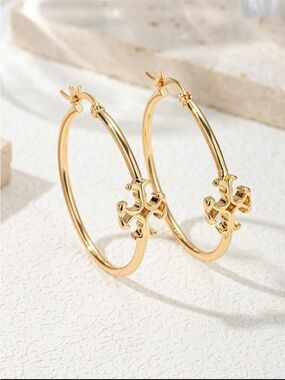 Tory Burch Gold Hoop Earrings-NEW